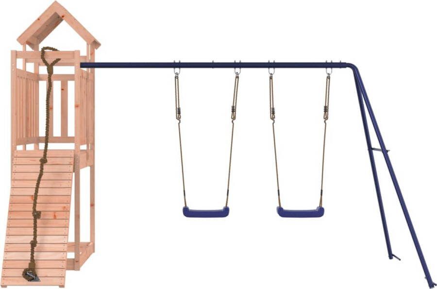 VidaXL Speelhuis met klimwand en schommels massief douglashout