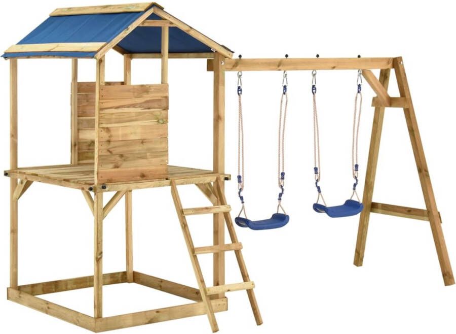 VidaXL Speelhuis met schommels en ladder geïmpregneerd grenenhout