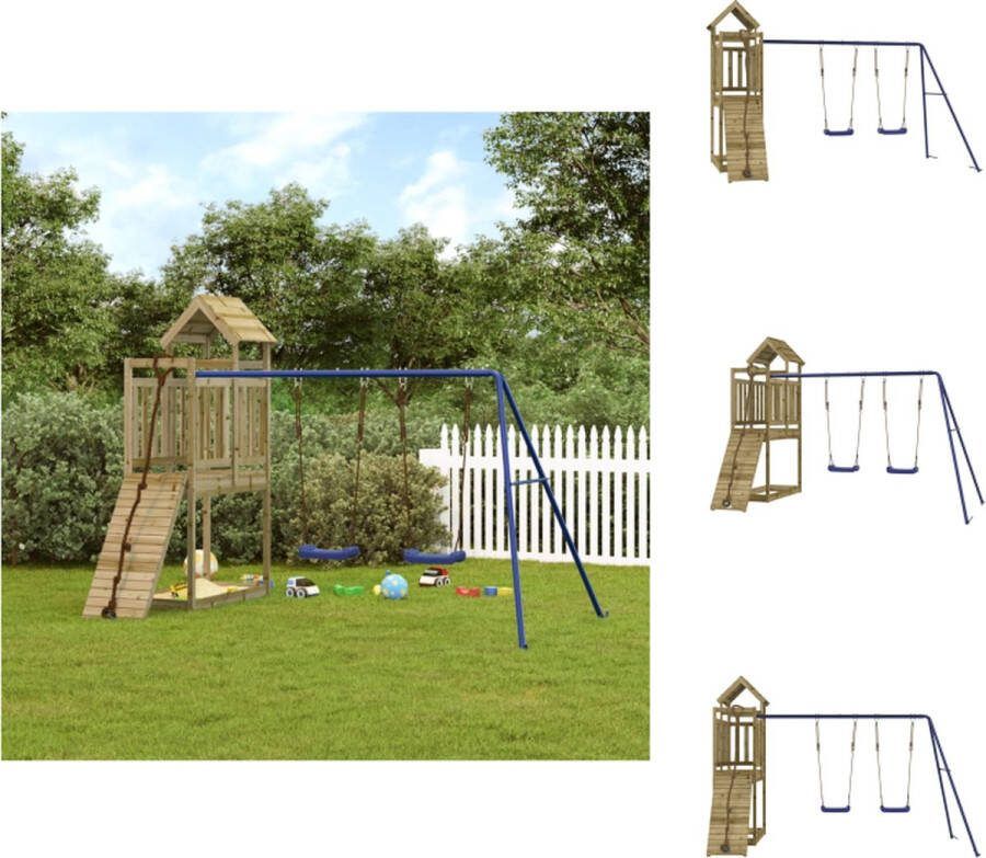 VidaXL Speelhuis Playhouse 314x186x214 cm Geïmpregneerd grenenhout Speeltoestellencombinatie