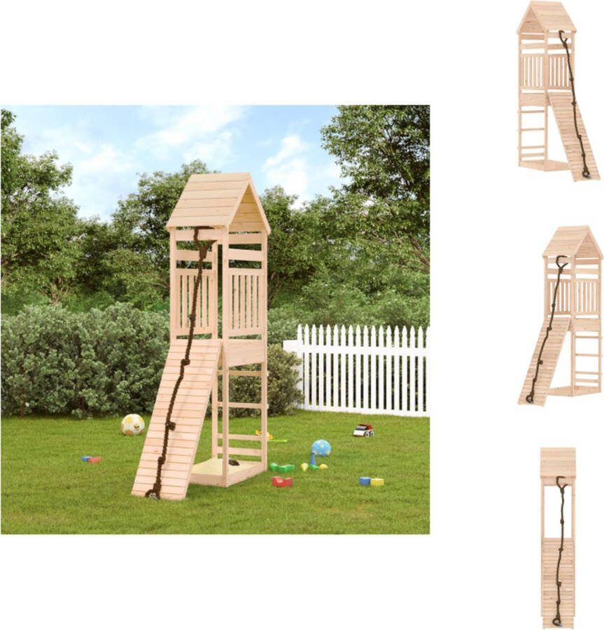 VidaXL Speelhuisje Houten Speeltuin 55x175x264cm Massief Grenenhout Speeltoestellencombinatie