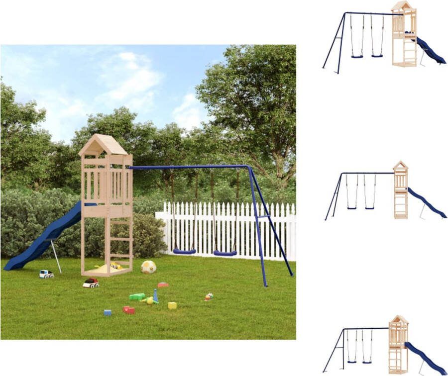 VidaXL Speelset Houten 492 x 185 x 238 cm met Schommel en Glijbaan Speeltoestellencombinatie