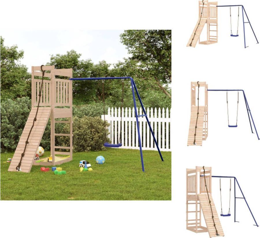 VidaXL speelset houten speeltoestel met schommel 243x256x207cm massief grenenhout Speeltoestellencombinatie