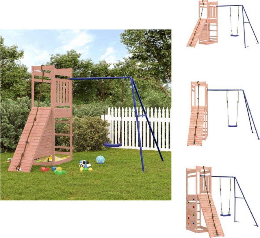VidaXL Speelset Kinderen Houten Speeltoestel Met Schommel 246 x 256 x 207 cm Massief Douglashout Speeltoestellencombinatie