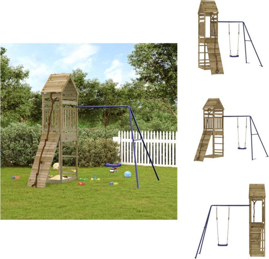 VidaXL Speeltoestel Houten Multi-activiteitencentrum 245 x 256 x 264 cm Geïmpregneerd grenenhout Speeltoestellencombinatie