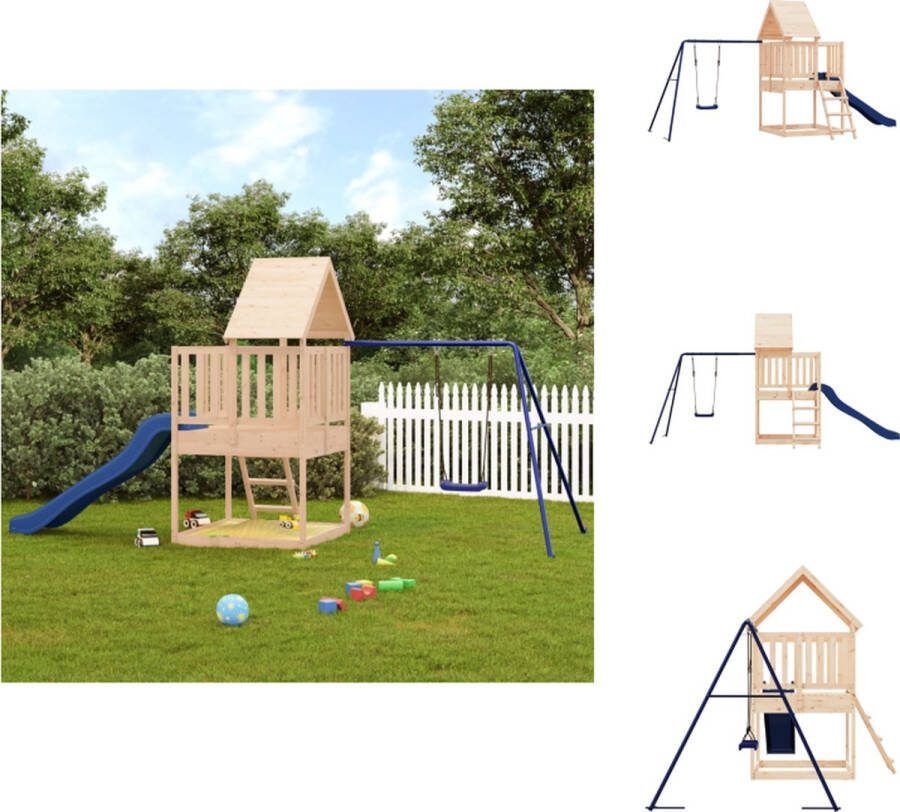 VidaXL Speeltoestel Houten Speelhuis 494 x 235 x 228 cm Grenenhout Speeltoestellencombinatie