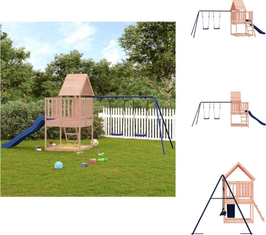 VidaXL Speeltoestel Houten Speelhuis met Dubbele Schommel en Golvende Glijbaan 564 x 235 x 228 cm Speeltoestellencombinatie