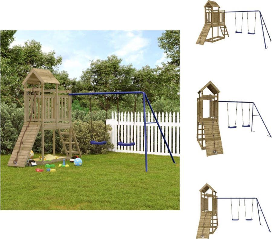 VidaXL Speeltoestel Houten Speelhuis met Glijbaan en Schommel 313 x 248 x 214 cm Speeltoestellencombinatie
