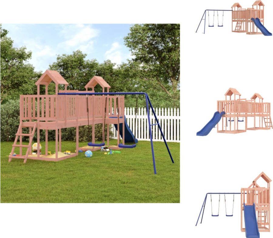 VidaXL Speeltoestel Speeltorens met brug Massief douglashout 356 x 589 x 214 cm Speeltoestellencombinatie