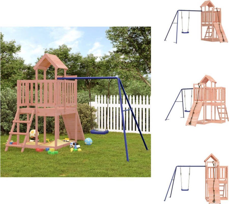 VidaXL Speeltoren Douglas hout Klimwand Enkele schommel Blauw 286 x 248 x 214 cm Speeltoestellencombinatie