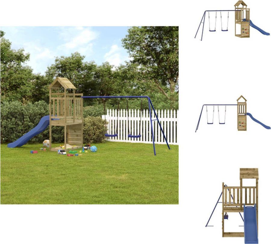 VidaXL Speeltoren Dubbele schommelset Golfglijbaan 495 x 186 x 214 cm Speeltoestellencombinatie