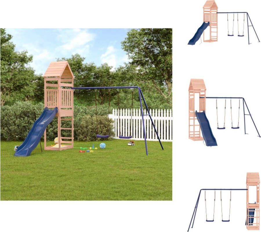 VidaXL Speeltoren Golvende glijbaan Dubbele schommelset 315x373x264 cm Massief douglashout Speeltoestellencombinatie