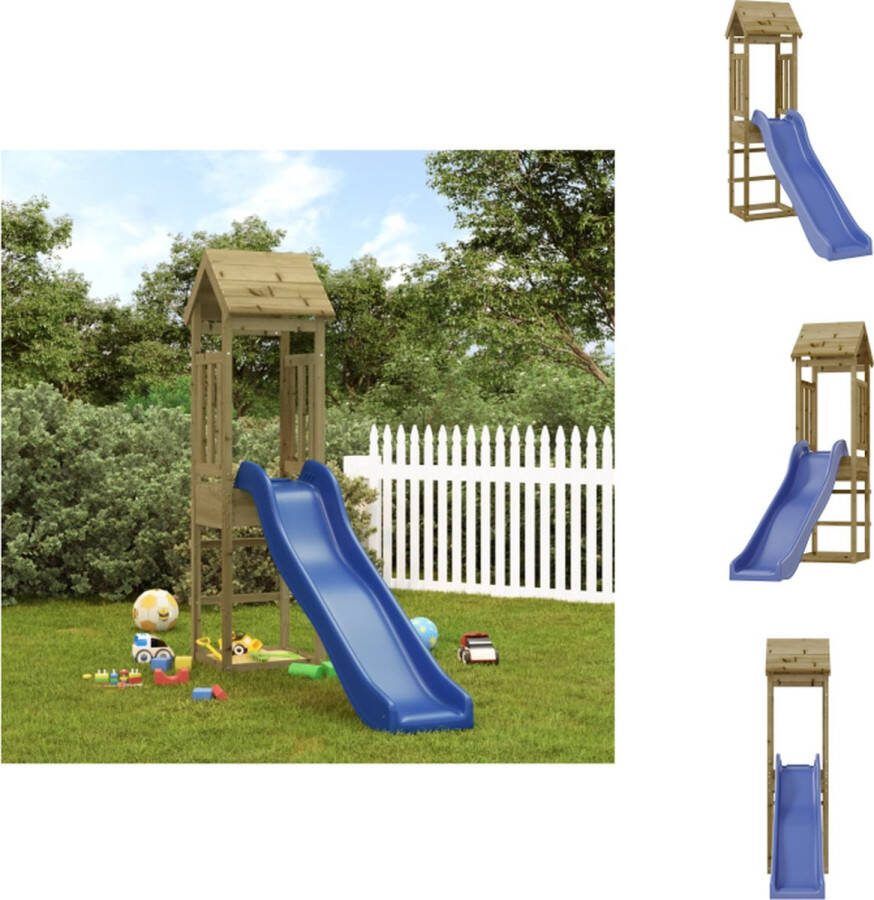 VidaXL Speeltoren Golvende glijbaan Vacuüm geïmpregneerd grenenhout 256 x 64 x 207 cm Speeltoestellencombinatie