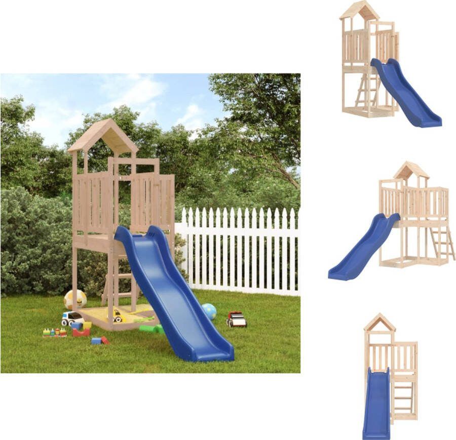 VidaXL Speeltoren Grenenhout 166 x 107 x 214 cm Inclusief golvende glijbaan Speeltoestellencombinatie