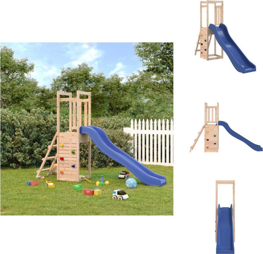 VidaXL Speeltoren Grenenhout 298 x 53 x 169 cm Glijbaan Blauw Speeltoestellencombinatie