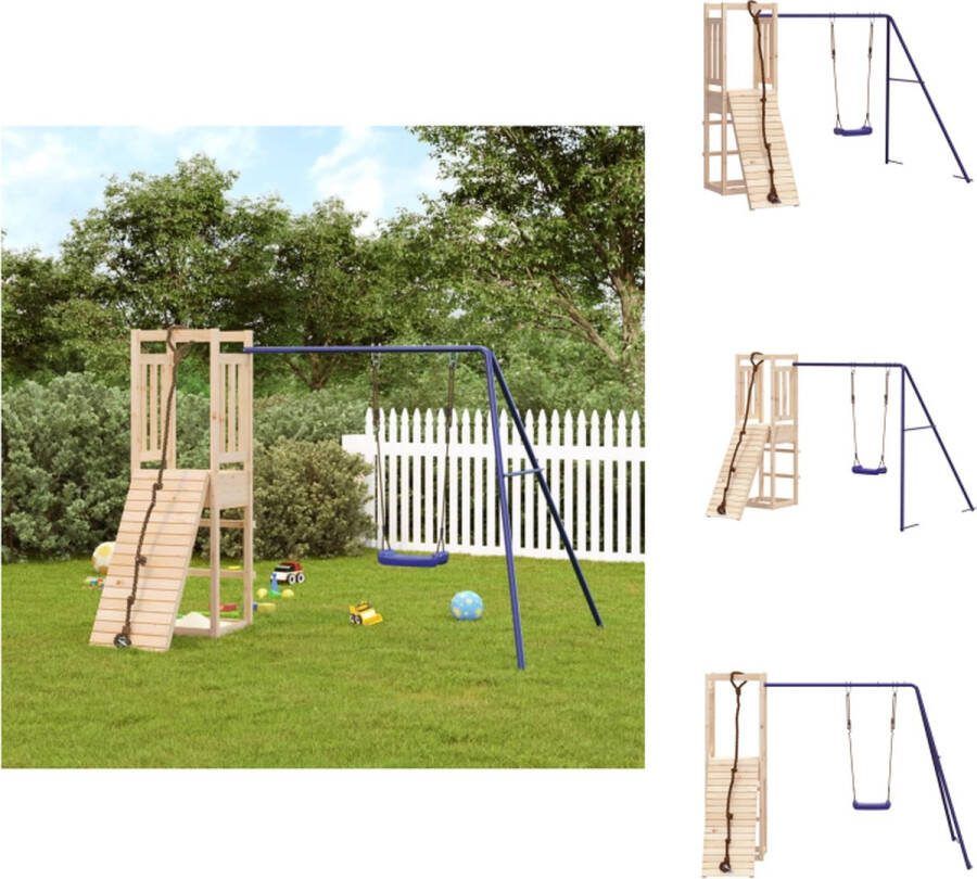 VidaXL Speeltoren Grenenhouten Enkele schommel 237 x 184 x 169 cm Blauw 3-8 jaar Speeltoestellencombinatie