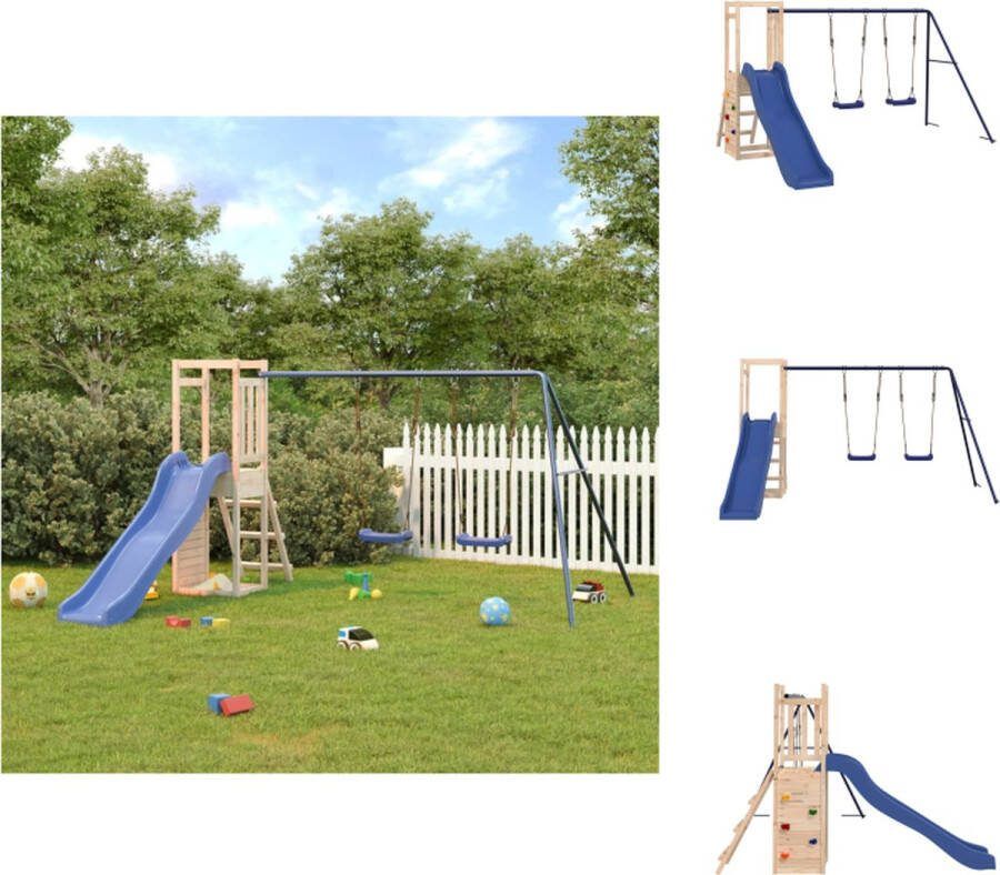VidaXL Speeltoren Houten enkele schommel met golvende glijbaan 308 x 321 x 169 cm Massief grenenhout Speeltoestellencombinatie
