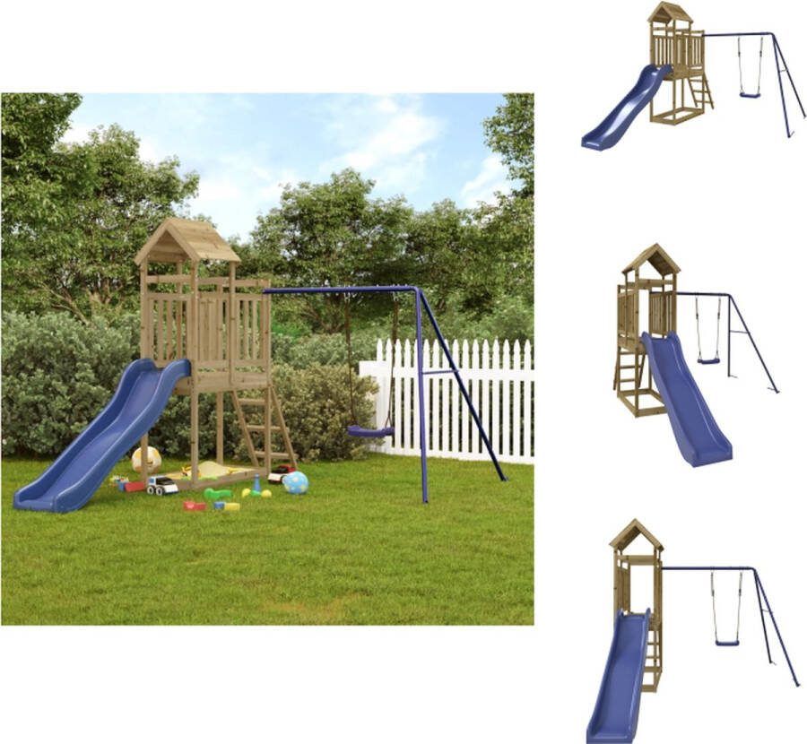 VidaXL Speeltoren Houten Multi-activiteitencentrum 242 x 379 x 214 cm Grenenhout Speeltoestellencombinatie