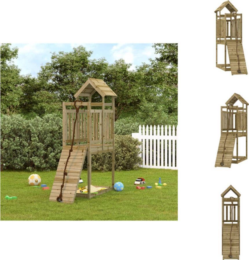 VidaXL Speeltoren Houten speelhuis met klimwand 64x110.5x214 cm Speeltoestellencombinatie
