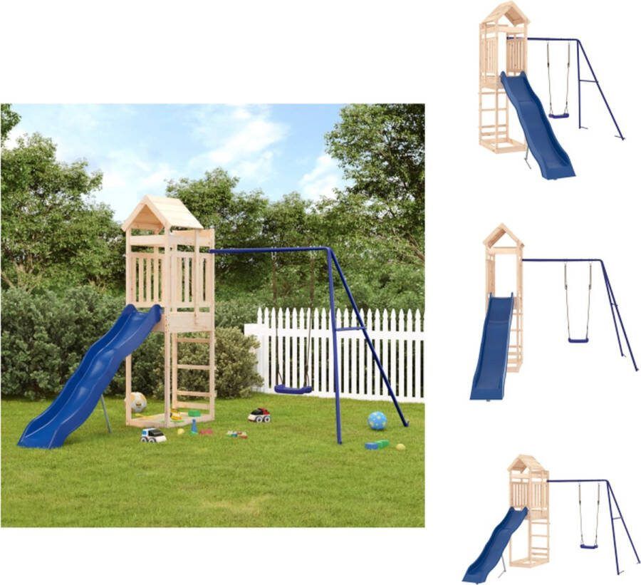 VidaXL Speeltoren Massief grenenhout Multi-activiteitencentra 249 x 349 x 238 cm Geschikt voor kinderen van 3-8 jaar Max gewicht 45 kg Montage vereist Speeltoestellencombinatie