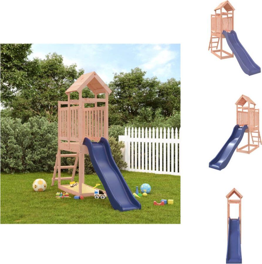 VidaXL Speeltoren Materiaal- massief douglashout Afmetingen- 110 x 64 x 214 cm Kenen- 1x speeltoren 1x ladder 1x golvende glijbaan Voor kinderen van 3-8 jaar oud Speeltoestellencombinatie