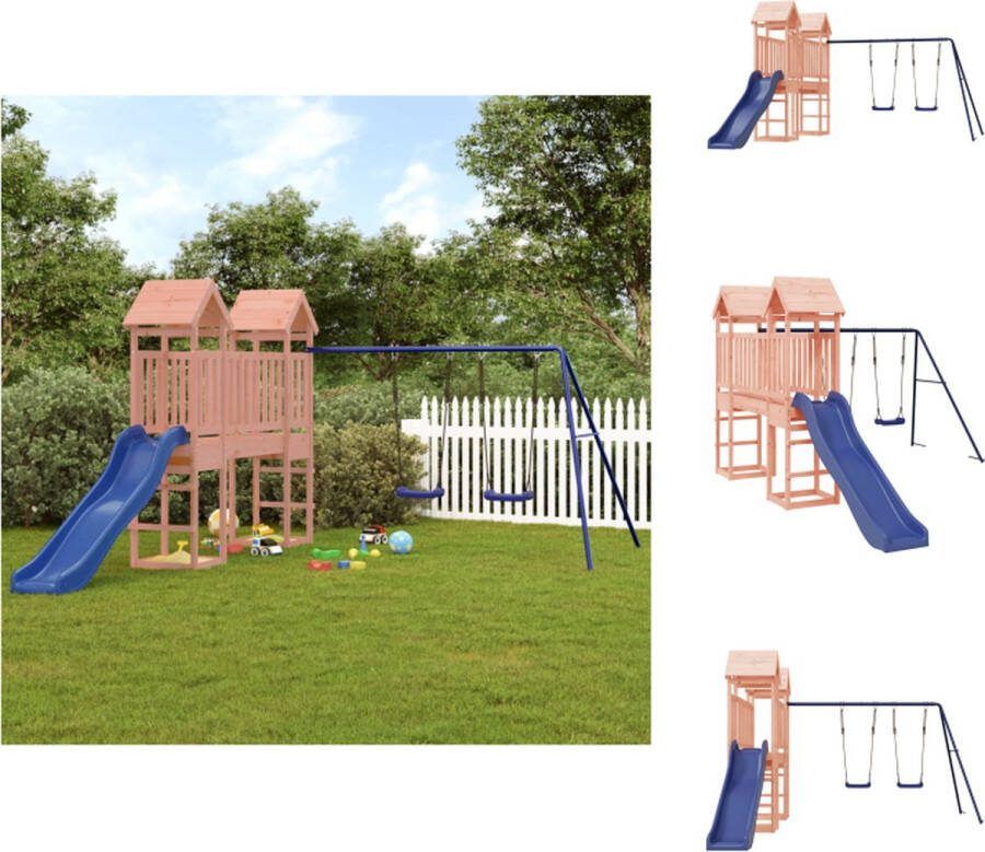 VidaXL Speeltoren met brug Dubbele schommelset Golfglijbaan 308 x 461 x 207 cm (L x B x H) Massief douglashout Speeltoestellencombinatie