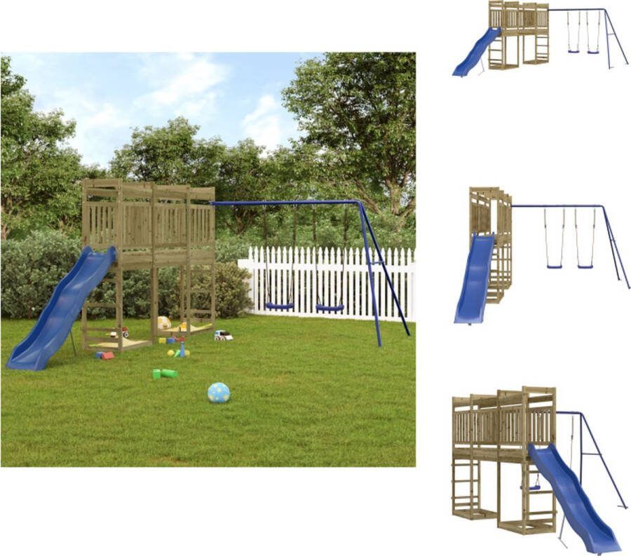 VidaXL Speeltoren met Brug Houten Speeltoestel 314 x 535 x 207 cm Duurzaam Grenenhout Speeltoestellencombinatie