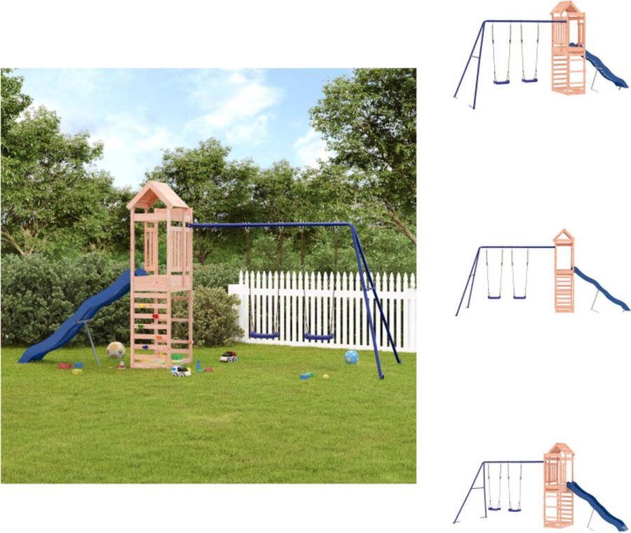 VidaXL Speeltoren met Dubbele Schommel en Golvende Glijbaan 492x185x239cm Houten speelset voor buiten Speeltoestellencombinatie