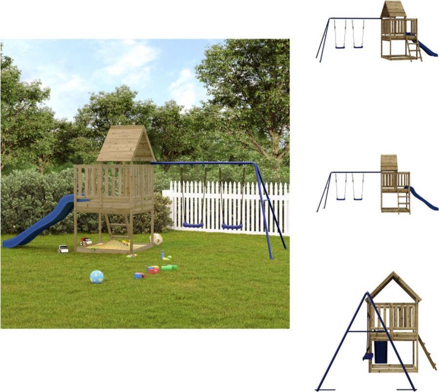 VidaXL Speeltoren met Dubbele Schommelset en Golvende Glijbaan 564x235x228 cm Speeltoestellencombinatie