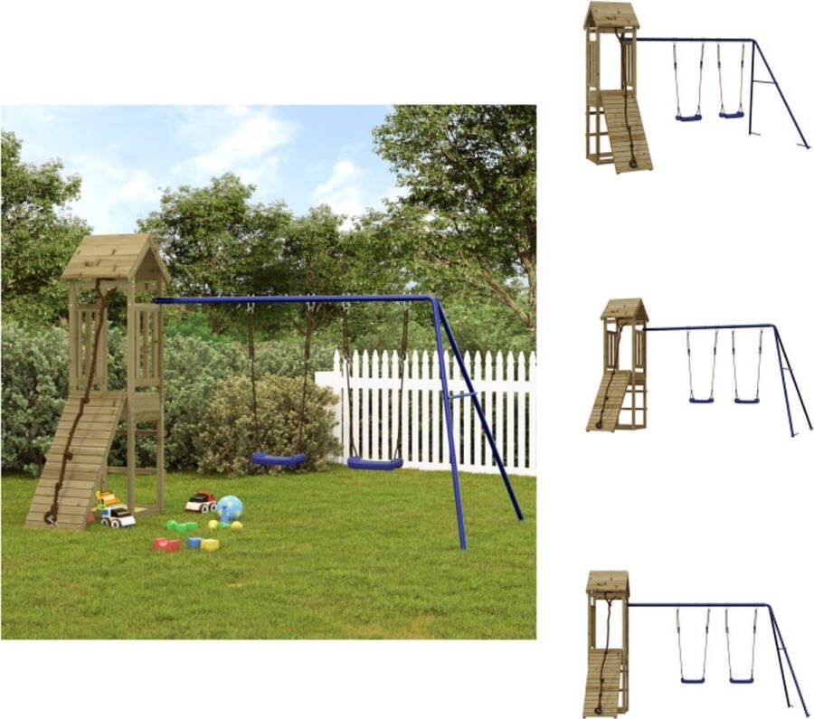 VidaXL Speeltoren met Klimwand en Dubbele Schommelset 308 x 196 x 207 cm Grenenhout Speeltoestellencombinatie