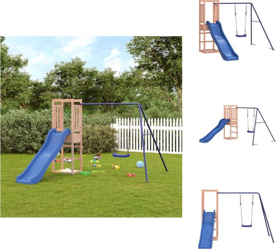 VidaXL Speeltoren Met Schommel en Glijbaan 237 x 321 x 169 cm Massief Douglashout Blauw Voor 3-8 jaar oud Max 45 kg Speeltoestellencombinatie