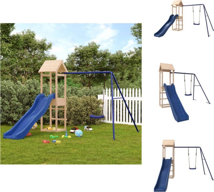 VidaXL Speeltoren Met Schommel en Glijbaan 238 x 315 x 194 cm Massief grenenhout 3-8 jaar Max 45 kg Speeltoestellencombinatie