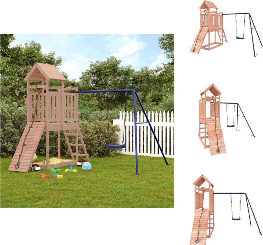 VidaXL Speeltoren met Schommel Massief douglashout 242 x 248 x 214 cm (L x B x H) Inclusief klimwand en ladder Speeltoestellencombinatie