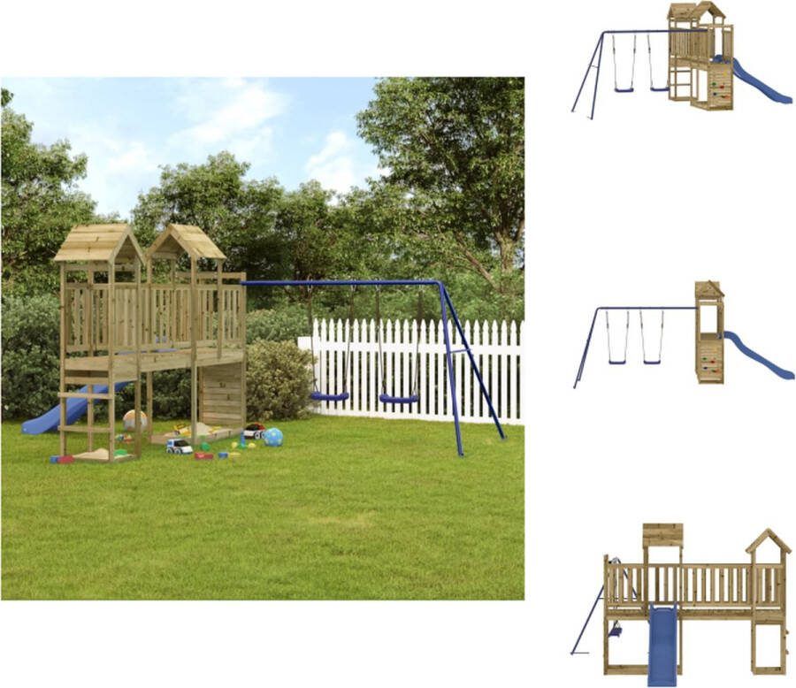 VidaXL Speeltorens met brug Dubbele schommelset Golfglijbaan 495x339x214 cm Speeltoestellencombinatie