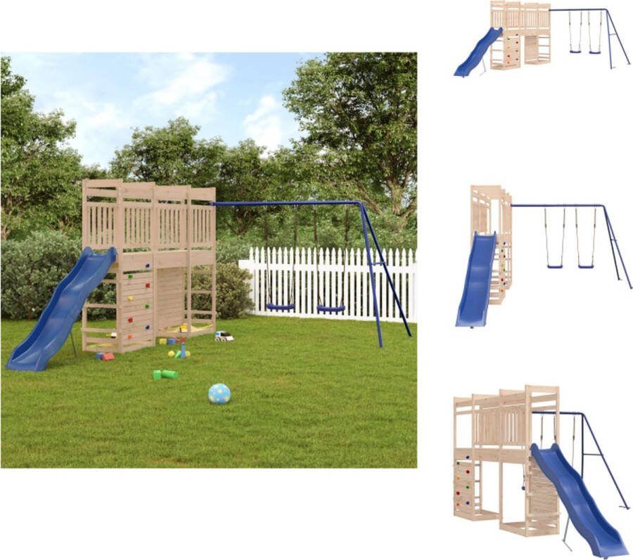 VidaXL Speeltorens met brug Massief Grenenhout 316 x 534 x 207 cm Multifunctionele centra Speeltoestellencombinatie