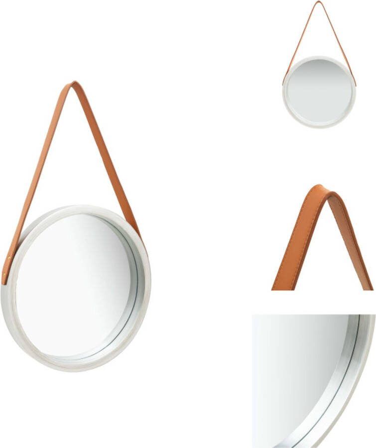 VidaXL Spiegel Retro Stijl Hangend Groot rond Kunstleer Paulowniahout Zilver en Bruin 40 cm Spiegel