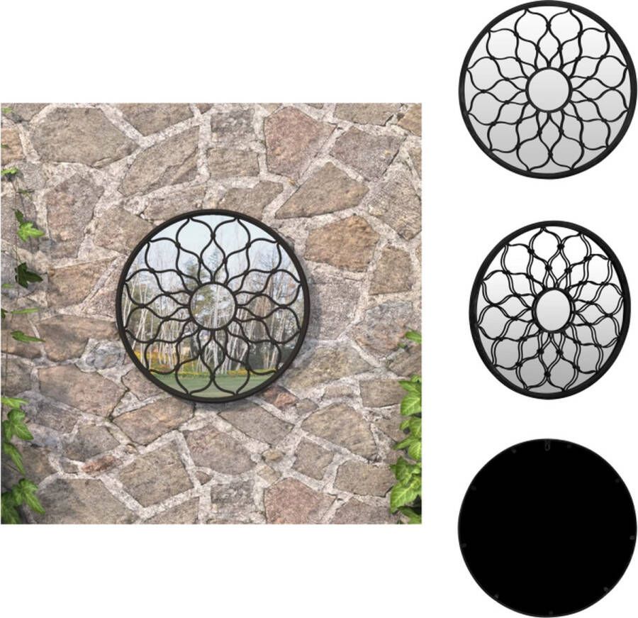 VidaXL Spiegel Ronde Spiegel Buitengebruik Ø60 x 3 cm IJzer en Glas Spiegel