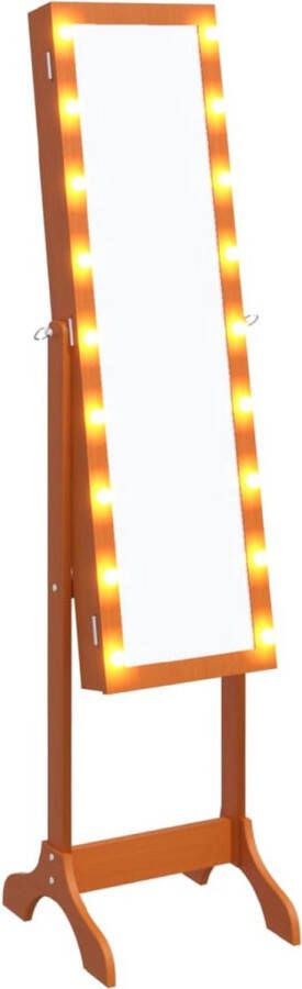 VidaXL Spiegel vrijstaand met LED&apos;s 34x37x146 cm