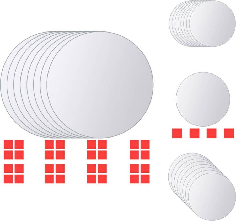 VidaXL Spiegeltegel Set Frameloos 15 cm diameter Hoogwaardig glas Ruimtelijk effect Spiegel