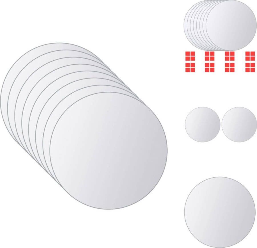 VidaXL Spiegeltegels Set van 16 Ronde 15 cm diameter Frameloos design Spiegel