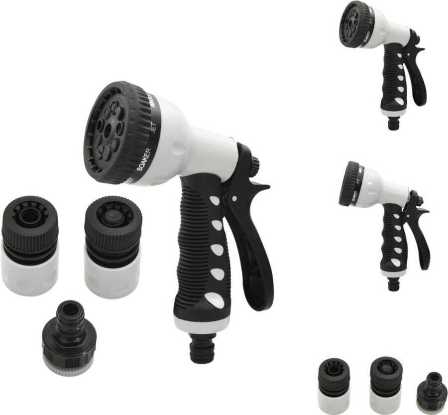 VidaXL Spuitpistool 9 Functies 13x18.5x6cm Grijs Zwart Tuinsproeier