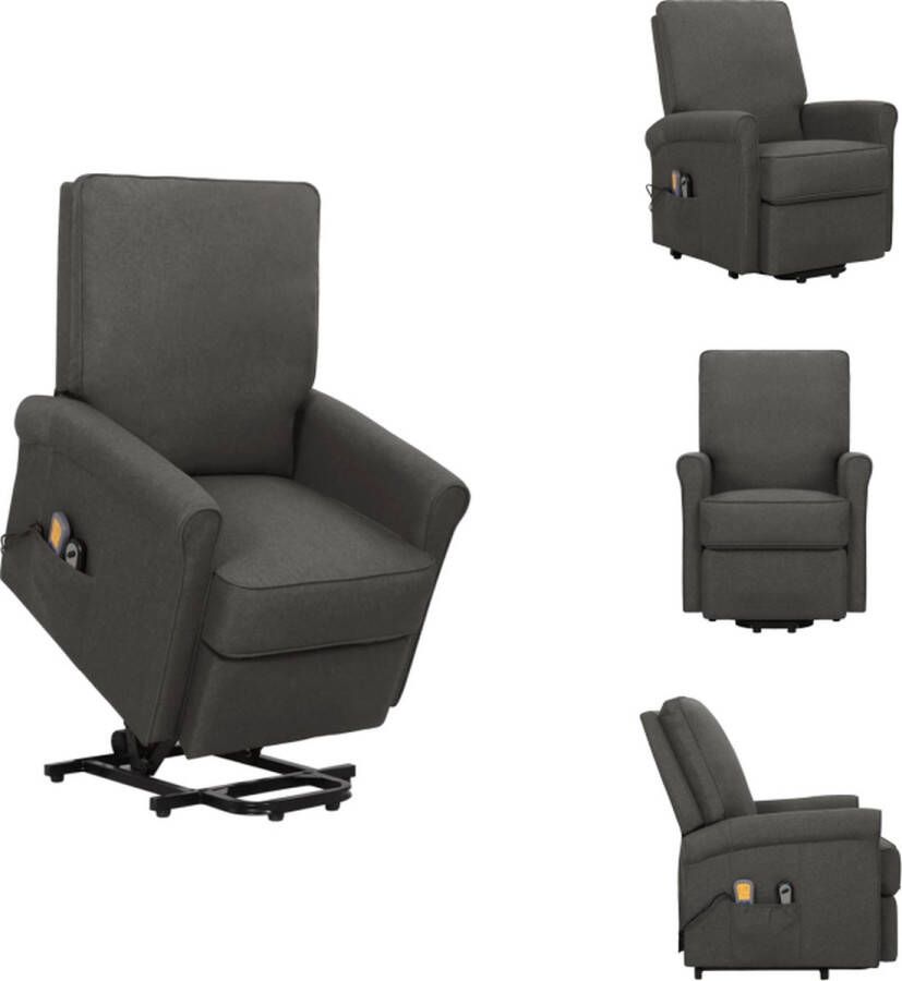 VidaXL Sta-op-massagestoel Donkergrijs 70.5 x 89 x 102.5 cm Verstelbaar Heffunctie Massagefunctie Comfortabel Fauteuil