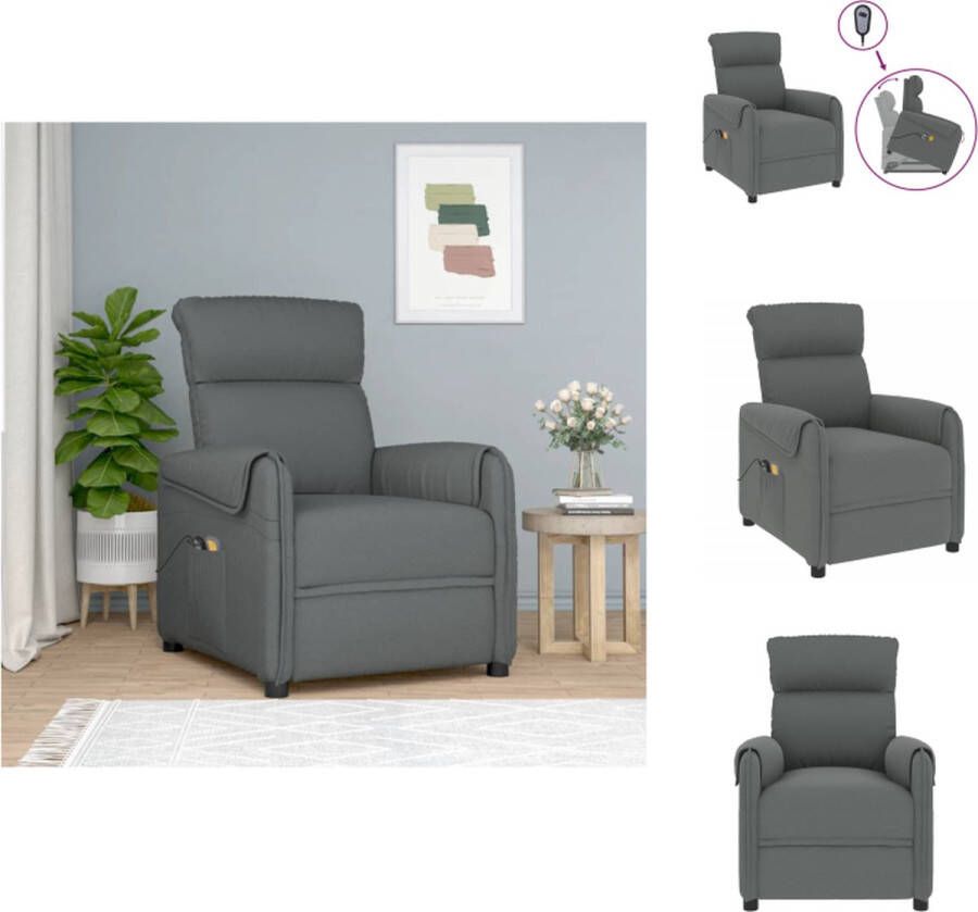 VidaXL Sta-op-massagestoel Donkergrijs 71x95x95 cm Verstelbaar Heffunctie Massagefunctie Comfortabele zitervaring Stevig en stabiel frame Schuimvulling 6-punts trillingsmassage Inclusief montage Fauteuil