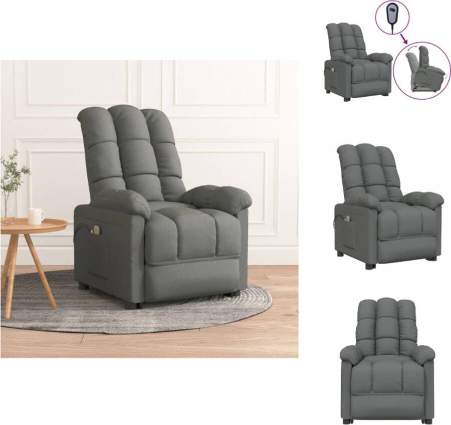 VidaXL Sta-op massagestoel donkergrijs verstelbaar 74 x 99 x 102 cm 6-punts trillingsmassage Fauteuil