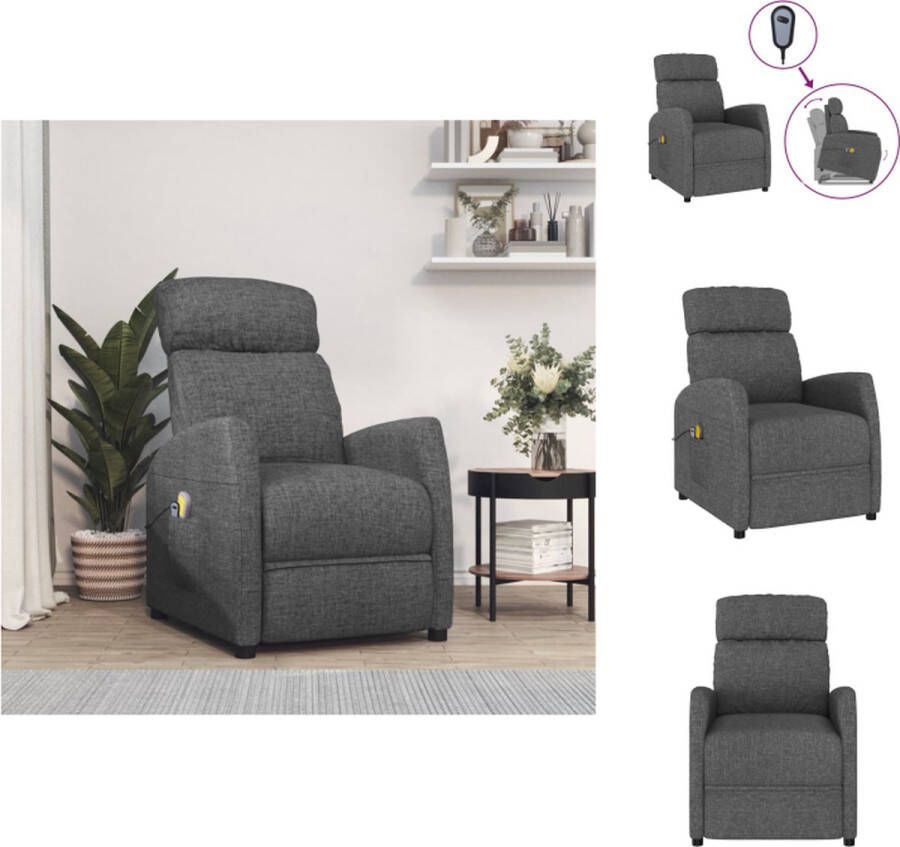 VidaXL Sta-op massagestoel Donkergrijs Verstelbaar Heffunctie Massagefunctie Comfortabel Stevig frame Fauteuil