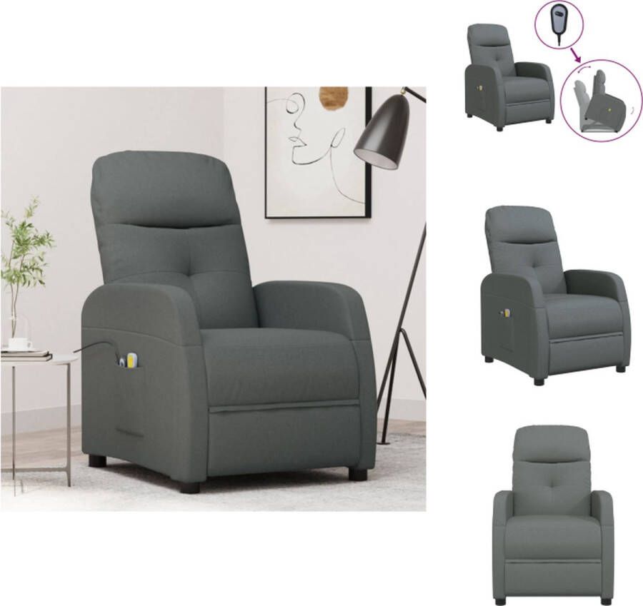 VidaXL Sta-op-massagestoel Donkergrijs Verstelbaar Massagefunctie 6 massagepunten Comfortabele zitting Stevig frame Fauteuil