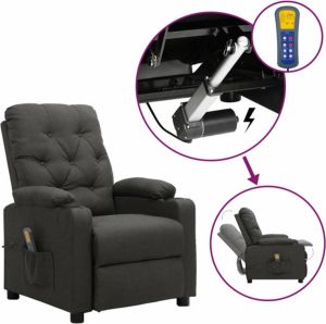 VidaXL Sta-op-massagestoel Elektrisch Verstelbaar Stof Donkergrijs