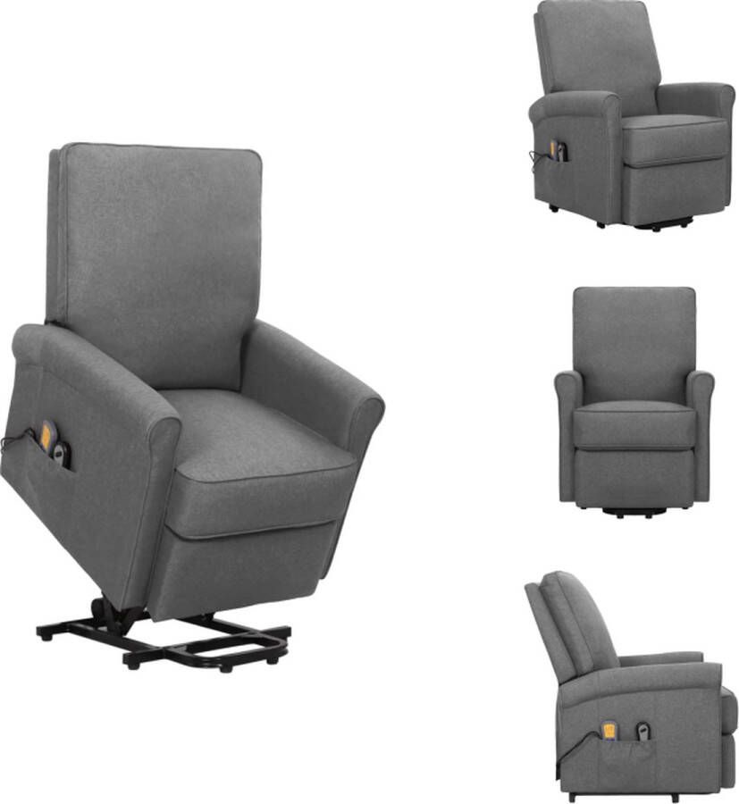 VidaXL Sta-op-massagestoel Lichtgrijs 70.5 x 89 x 102.5 cm Verstelbaar massage 6-punts trillingsmassage Fauteuil