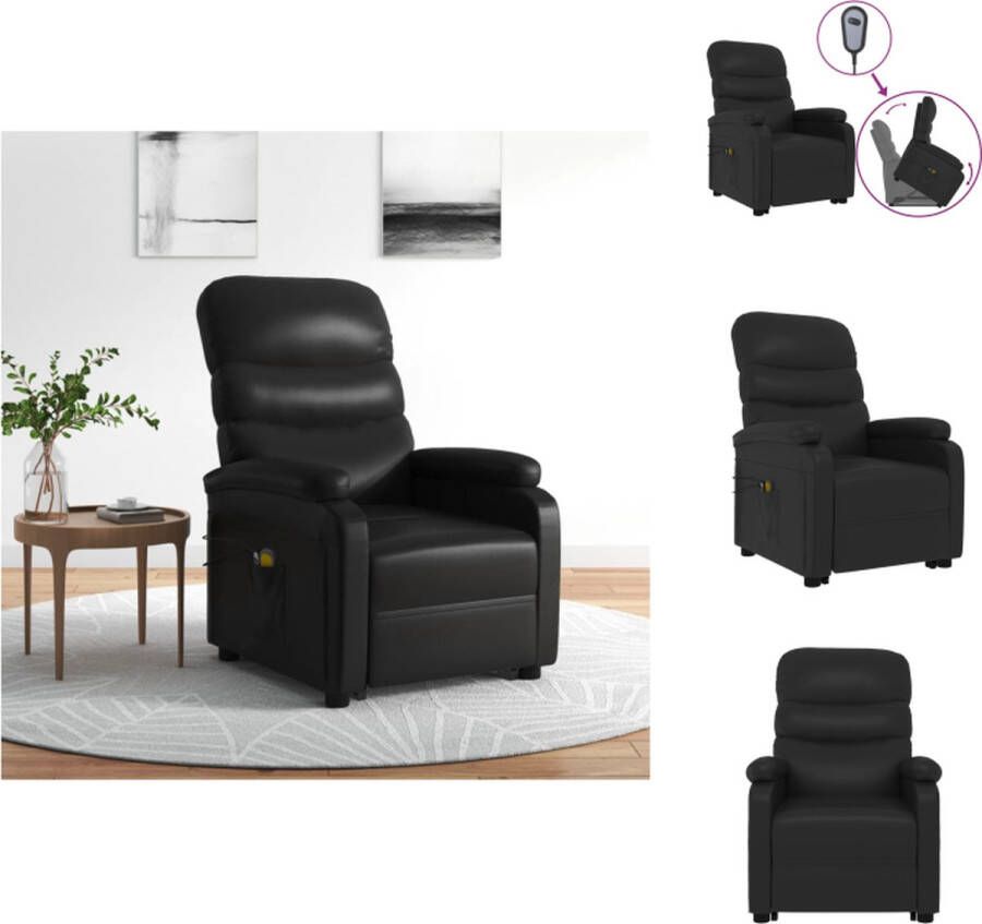 VidaXL Sta-op massagestoel verstelbaar ontwerp heffunctie massagefunctie comfortabele zitervaring stevig en stabiel frame zwart 74x90.5x100cm Fauteuil