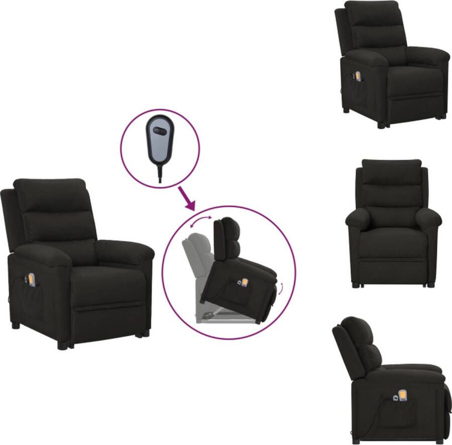 VidaXL Sta-op Massagestoel Zwart 74 x 92 x 101.5 cm verstelbaar massagefunctie comfortabel Fauteuil