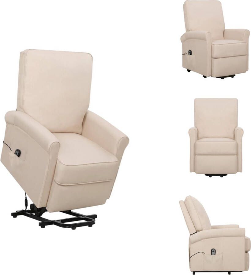 VidaXL Sta-op-stoel Relaxfauteuil Crème 70.5 x 89 x 102.5 cm Verstelbaar Duurzaam Stabiel Voor ouderen en rugklachten Fauteuil